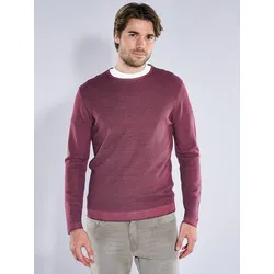 emilio adani Herren Merino-Pullover mit Reiskorn-Struktur Rot regular uni Rundhals - S