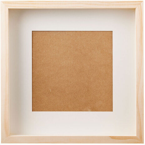 3D-Bilderrahmen aus Holz, mit Scheibe, 27,5 x 27,5 x 4,5 cm