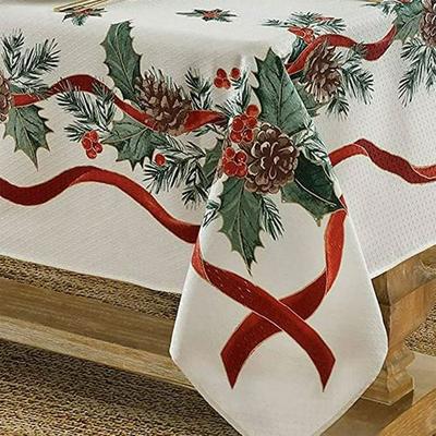 Lintex Linens, Inc. Winter Garland Tablecloth Ivory, 60 x 84, Ivory