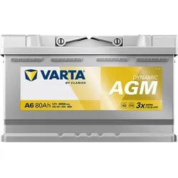 VARTA A6 Silver Dynamic AGM 12V 80Ah 800A Autobatterie Start-Stop 580 901 080
