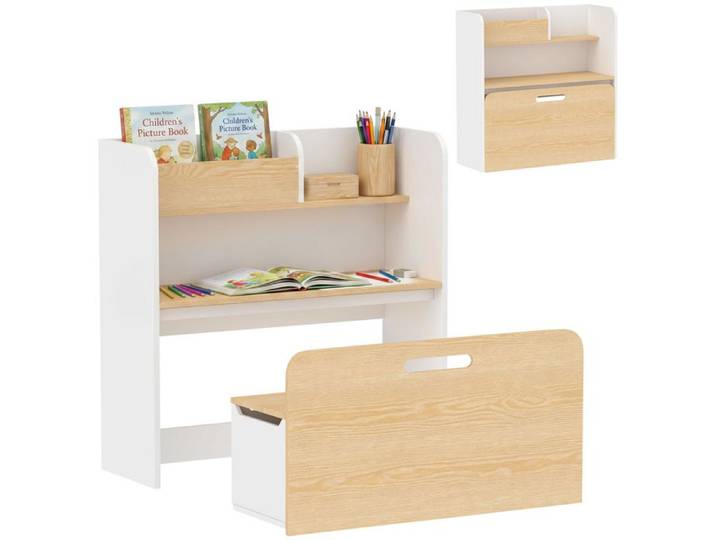Bureau - Bureau avec rangement - Bureau blanc avec rangement - Coloris blanc - 5 en 1 - Pour l'organisation du poste de travail