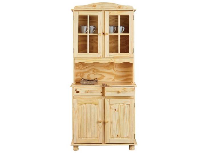 STAN - Buffet Vaisselier 4 Portes 2 Tiroirs Bois Massif