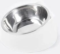 Uplifted Finds 15 Degree Raised Stainless Steel Tilt Safeguard Neck Pet Bowl white