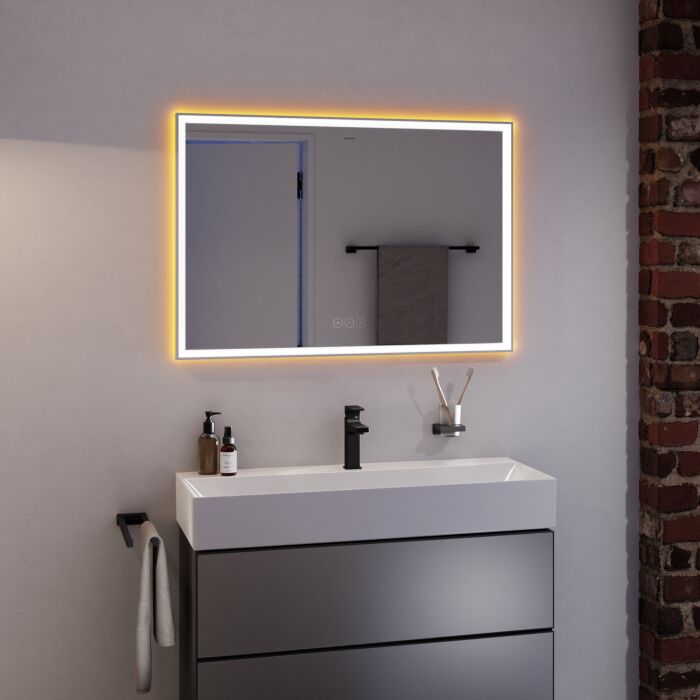 Hansgrohe Xarita E Spiegel 54986700 mit kapazitiven Berührungssensor, 1000 x 700 x 50 mm, weiß matt