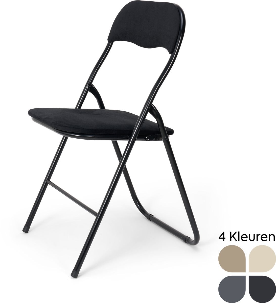 Trendy Meije Nova Klapstoel - Zwart - Velvet Fluweel - Zithoogte: 45 cm