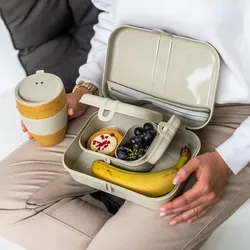 Koziol Pascal Ready Lunchbox Set mit Besteck 4 teilig nature desert sand