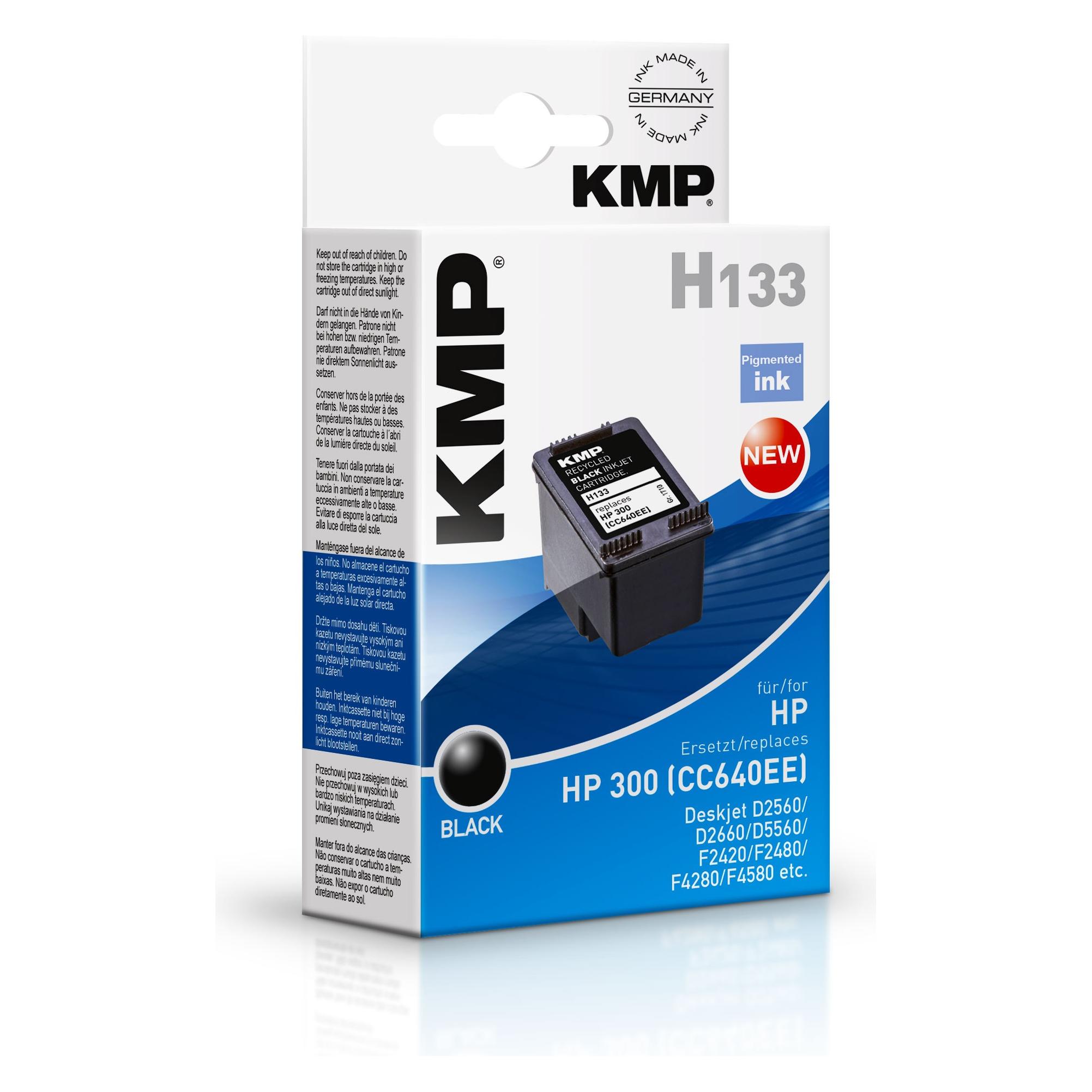 KMP H133 Tintenpatrone kompatibel mit HP CC 640 EE (BK) (1710,4811)