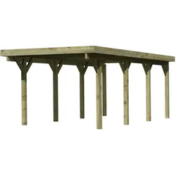 Karibu Carport Einzelcarport Classic Einzel 2 Stahldach o. Rundbögen (Holzcarport) inkl. gratis H-Pfostenanker