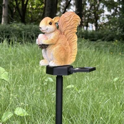 Uplifted Finds Solar Powered Squirrel Garden Stake   Waterproof LED Outdoor Animal Decor & Landscape Light 2