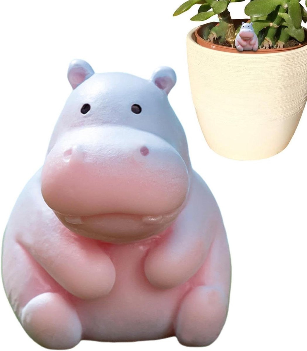 Nijlpaard Beeldje Zitpositie - Dieren Ornement voor Woonkamer Decoratie