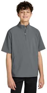 Richardson RY7400SSQ Youth Barrage Wind Shirt in Charcoal size XS   Polyester Blend