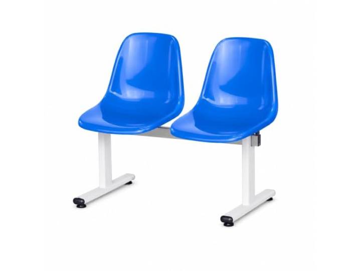 2-Sitzer Wartezimmerbank, Wartebank mit Kunststoffsitzen und Stahlgestell Moderne Bunte Sitzbank für Büro, Praxis, Empfangsbereich, Lobby, Terrasse und Außenbereich(Blue)