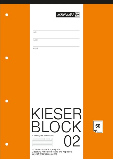 BRUNNEN Arbeitsblock Kieserblock gelocht DIN A4 liniert Lineatur 02
