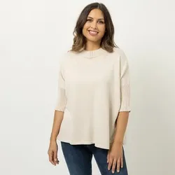 DINE 'N' DANCE Pullover 3/4-Arm Stehkragen oversized
