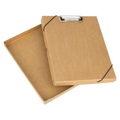 Falken Klemmbrett ClipBox Pure Nature, A4, für 50 Blatt, Verschlussgummis, Beschriftungsfeld, FSC®-Buchbinderpappe und Metall, naturbraun, 1 Stück