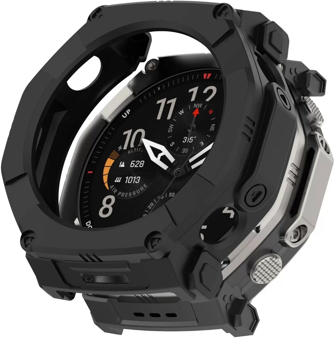 INF Gepanzerte Hohl-Schutzhülle kompatibel mit Huami Amazfit T-Rex Ultra2 – Schwarze PC-Schale