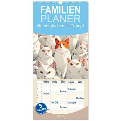 Familienplaner 2026 - Hervorstechen ist Trumpf mit 5 Spalten (Wandkalender, 21 x 45 cm) CALVENDO