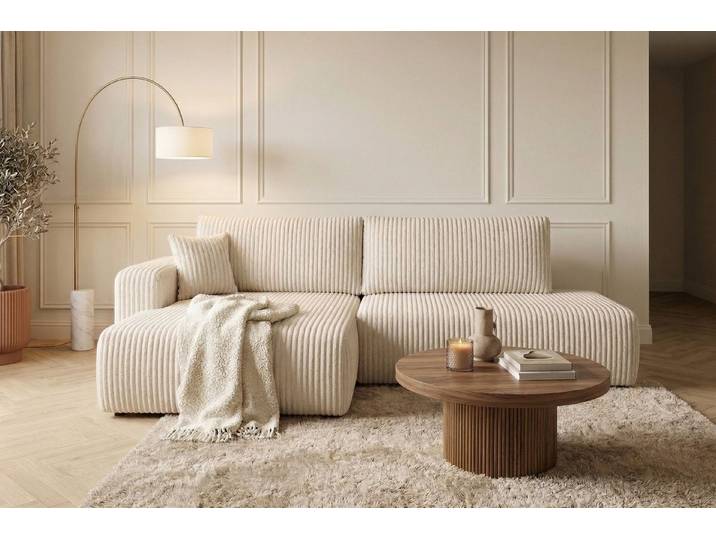 Kaiser Möbel Ecksofa mit Schlaffunktion und Bettkasten, Cordstoff Tilia, OPEN XL, XL-Format,Große Liegefläche,Cordstoff mit hoher Abriebfestigkeit
