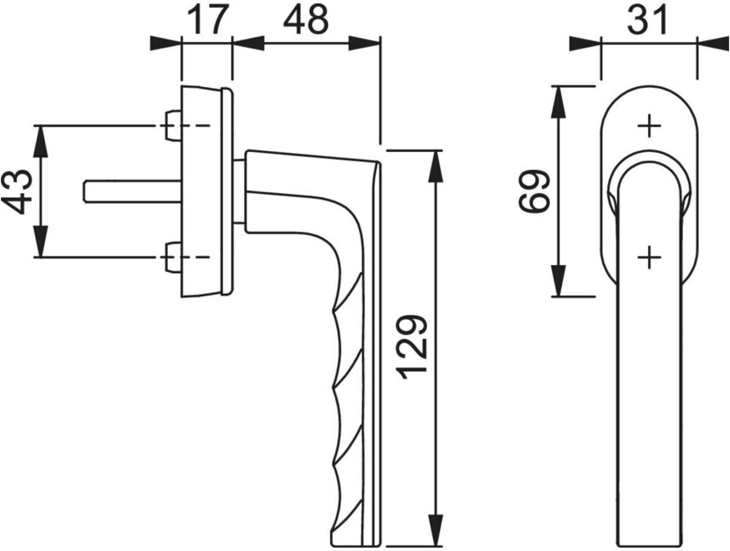 Fenstergriff Hamburg 0700/UD9020 Alu.F9016/verkehrsweiß 32-42mm Stand.HOPPE (11701353)