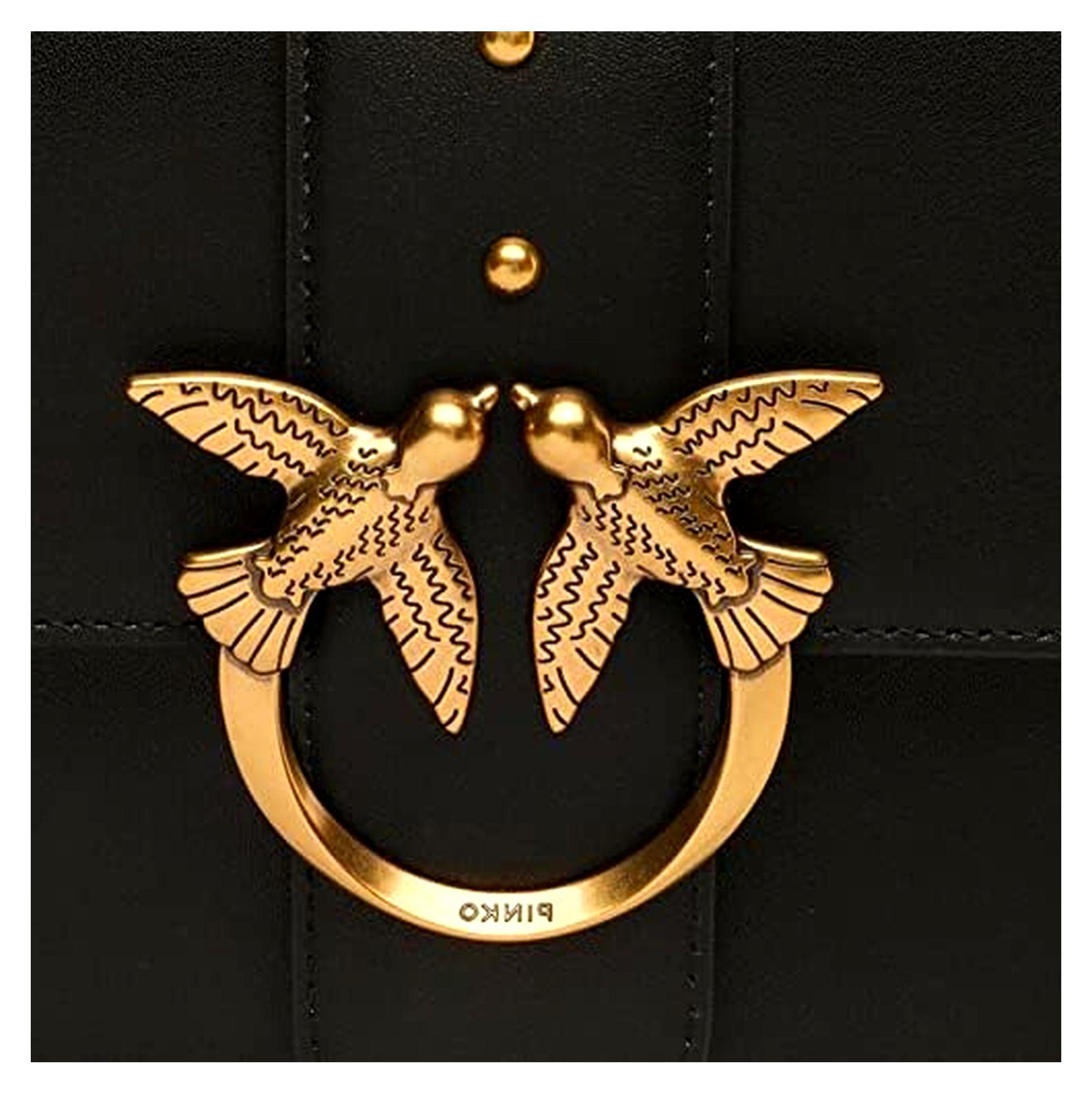 Love One Classic C Seidenkalbsleder, Damenhandtasche, Einheitsgröße, Z99q_schwarz-antique gold, Einheitsgröße