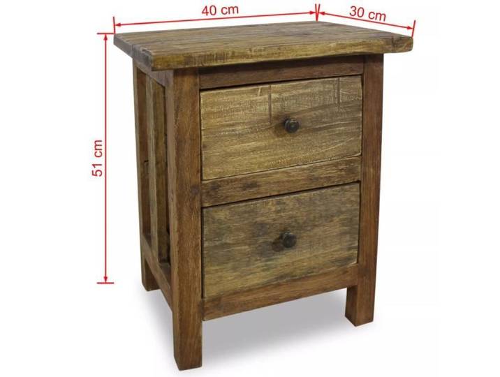 Table de Chevet - KKMOON - Bois de Récupération Massif - Vintage - 2 tiroirs