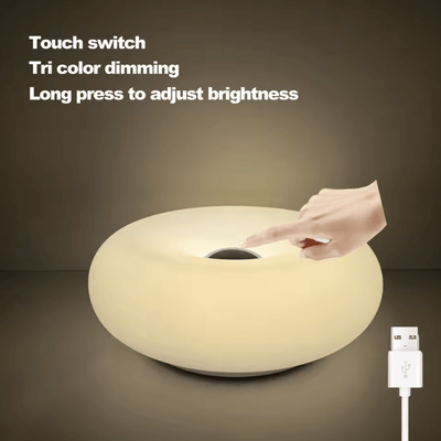 Uplift Curations USB Bedside Table Lamp Ambient Donut Room Decor Light white