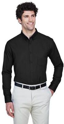 CORE365 88193 Men's Operate Long-Sleeve Twill Shirt in Black size Large   Cotton/Polyester Blend