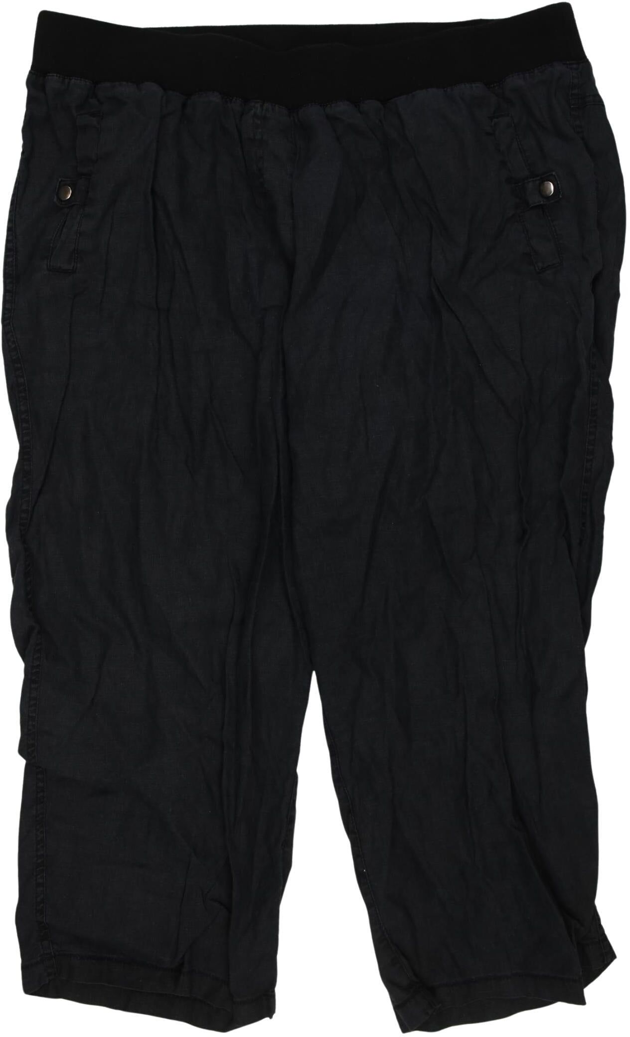 Ulla Popken Damen Stoffhose, Schwarz, Gr. W37, Leinen - Second Hand
