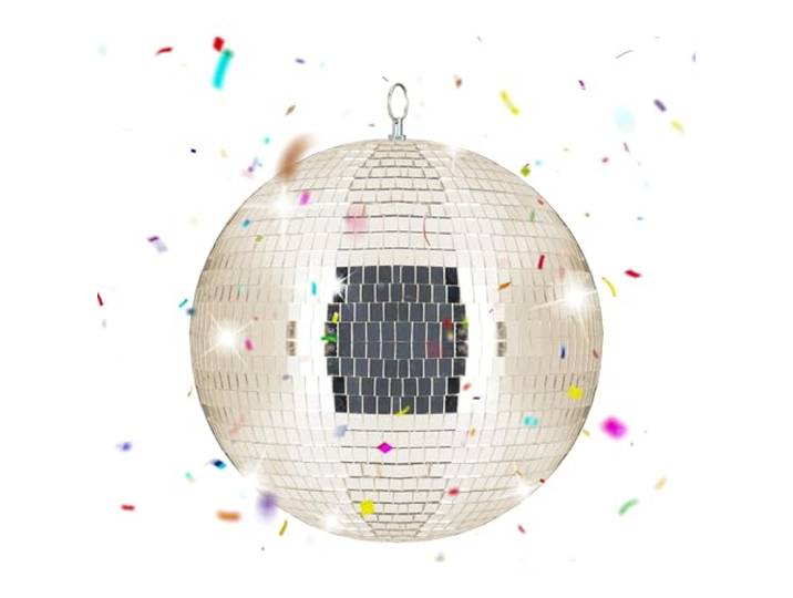 Relaxdays Boule disco\, Ø 30 cm\, boule déco à suspendre avec œillet métal\, boule de fête\, champagne