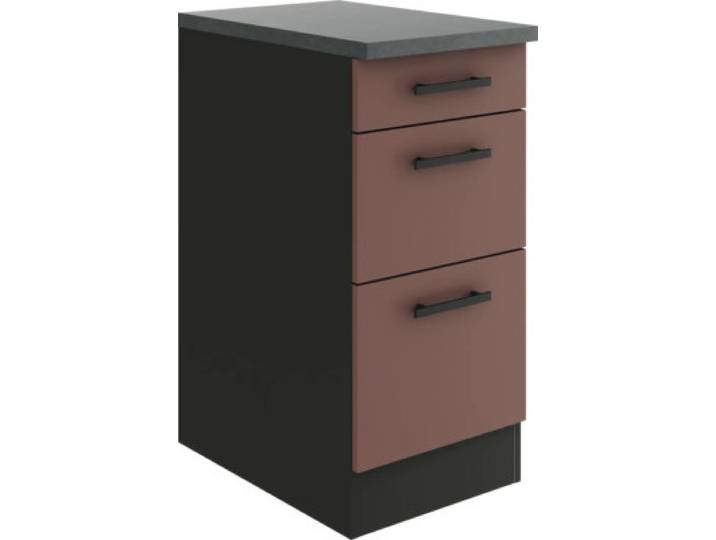 Optifit Schubladenunterschrank Nizza407 BxTxH 40 x 60 x 84,8 cm rostrot matt zerlegt KUNI U436-9+