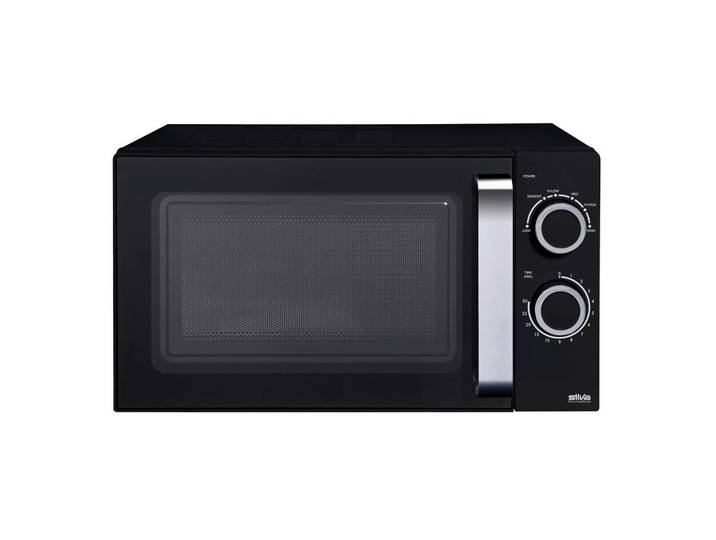 Silva Schneider Mikrowelle, Schwarz, Edelstahl, Metall, 45.5x26.8x35.8 cm, Auftaufunktion, Signalton, Keramikboden, Timerfunktion, Küchen, Küchenelektrogeräte, Mikrowellen