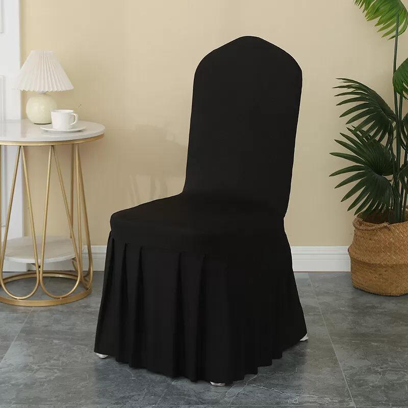 INF Dehnbare Plissierte Stuhlhussen (2er-Pack) Schwarz