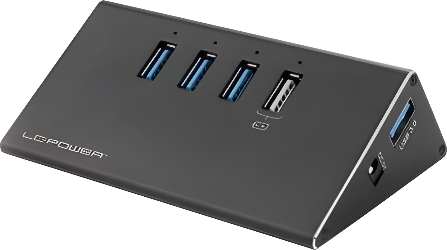 LC-Power LC-HUB-2B-4 USB-Hub met 3x USB 3.0 en 1x ladefunctie in aluminium