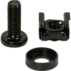 LogiLink Käfigmuttern AC113, Stahl, M6, Set mit Schrauben & Unterlegscheiben, schwarz, 20er Set