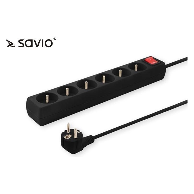 Savio Steckdosenleiste 6 Steckdosen 5m, LZ-04 (6x, CEE 7/4, 5 m) (SAVIO LZ-04)