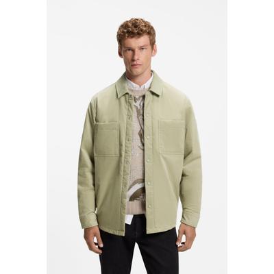 Hemdjacke BOSS ORANGE "Locky", Herren, Gr. M, beige (open grün370), Cord, Obermaterial: 98% Baumwolle, 2% Elasthan, unifarben, oversize normal, Rundhals, Manschette, Jacken, leicht gepolstert, Oversize Fit
