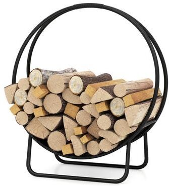 Costway Firewood Log Hoop 20 Inch Round Heavy-duty Metal Curved Log Rack with Stand