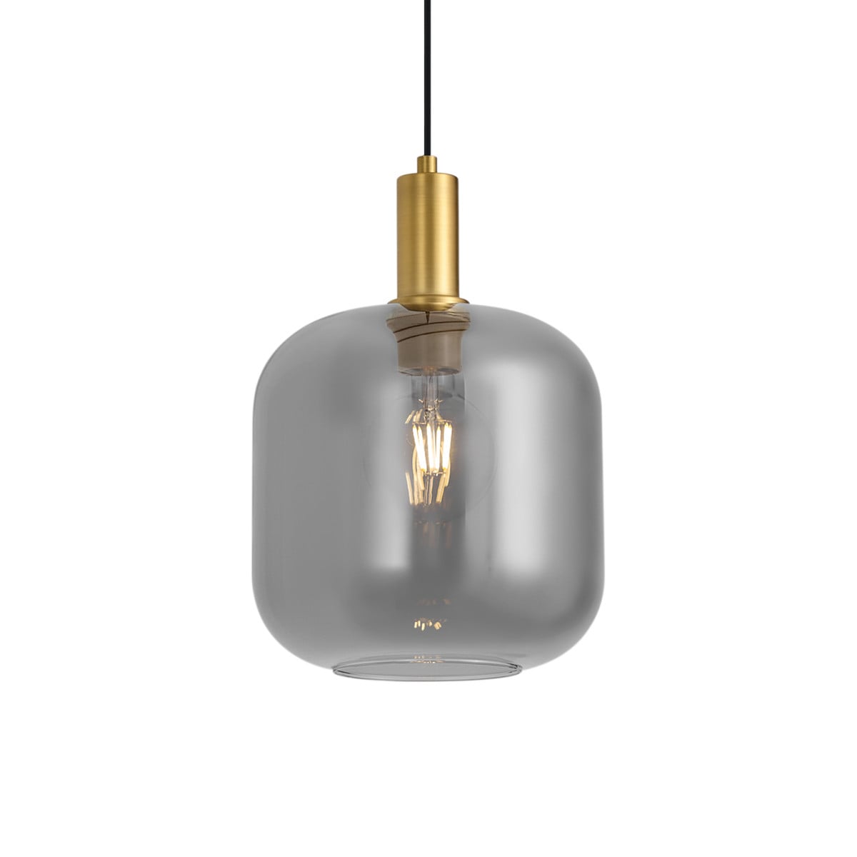 Qazqa Design hanglamp messing met rookglas voor railsysteem, goud/messing