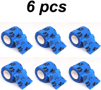Inspire Picks 6PCS Self Adhesive Dog Leg Wraps Protective Paw Bandages For Outdoor Walks 6 Pcs Blue 5cm X 4.5m