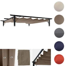 Ersatzbezug 370x300cm für Dach Pergola Pavillon HWC-C42 3,5x3,5m ~ taupe-braun
