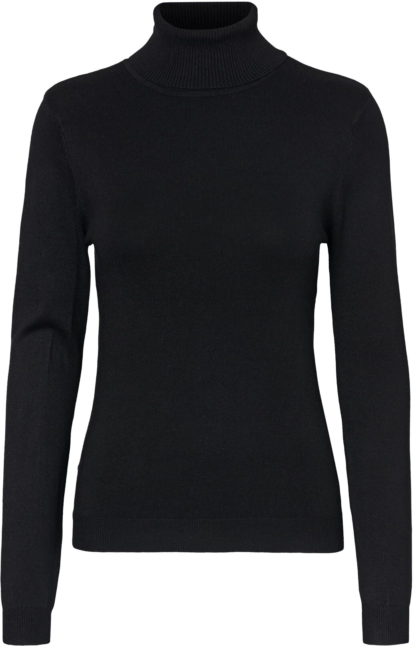 Rollkragenpullover VERO MODA "VMGLORY LS ROLLNECK BLOUSE GA NOOS", Damen, Gr. S, schwarz, Strick, Obermaterial: 80% Viskose, 20% Nylon, unifarben, regular fit taillenbedeckt, hoch geschlossener Ausschnitt, Rippbündchen, Pullover Rollkragenpullover, Viskos