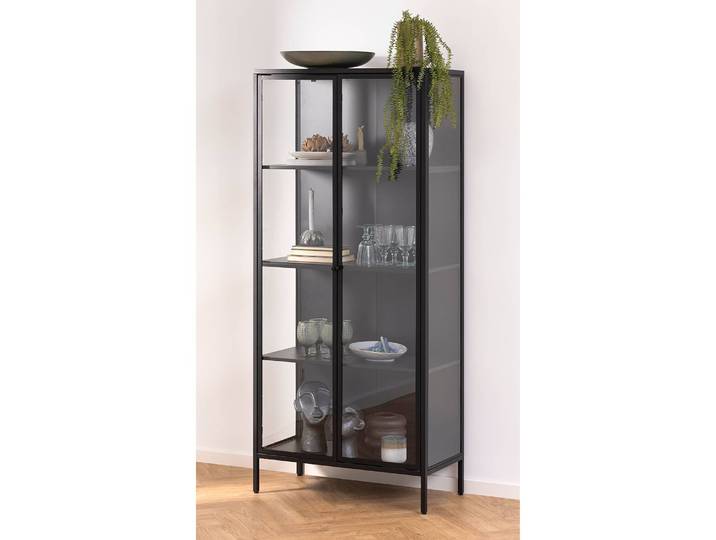 Vitrinenschrank 80 x 180 x 40cm Schwarz