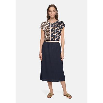 Maxirock BETTY BARCLAY "Damen mit elastischem Bund", Damen, Gr. 38, blau (dunkelblau), Jersey, Obermaterial: 99% Polyester, 1% Elasthan, ausgestellt lang, Röcke Maxirock