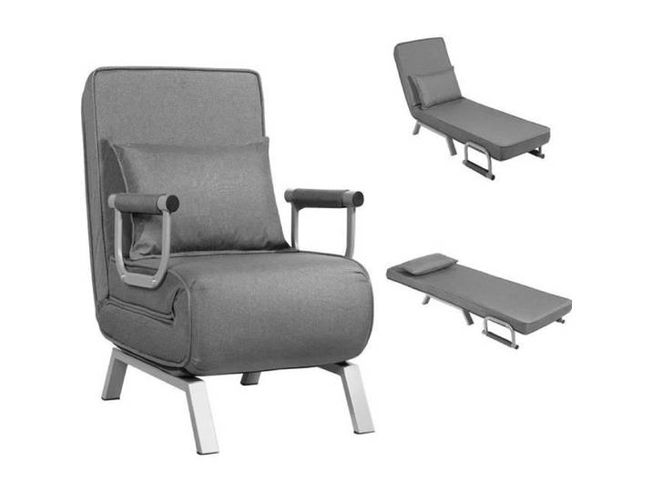 COSTWAY Fauteuil Chauffeuse Convertible Canapé Lit Déhoussable Rembourée d'Eponge avec Oreiller Surface en Tissu 186x59x28CM