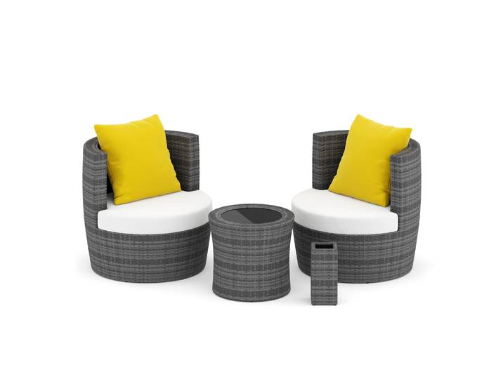 Gartenmöbel Set Rattan BROOKLYN stapelbar grau