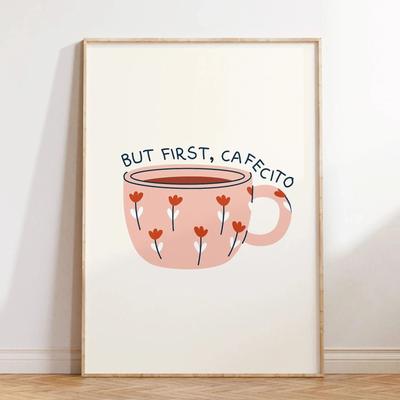 Uplift Picks But First Cafecito Canvas Print Minimalist Spanish Coffee Wall Art 19 30x45 Cm