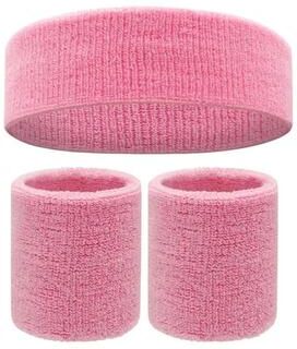 Useful Little Things Soft Terry Cloth Sweatband Set For Sports And Athletic Workouts pink