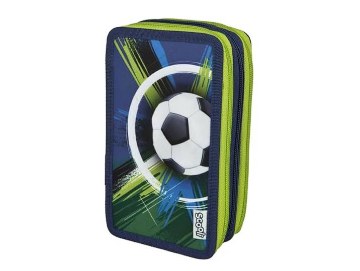 Scooli - Tripledecker Soccer Champ - Gefülltes Schüleretui mit hochwertigen Stiften & Zubehör - Ideal für Schule, Freizeit und unterwegs - ab 6 Jahren