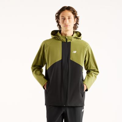 Trainingsjacke NEW BALANCE "UTILITY STRETCH WOVEN JACKET", Herren, Gr. S, grün (sport grün (gee)), Obermaterial: 86% Polyester, 14% Elasthan, Jacken Trainingsjacke, Trainingsjacke für Fitness und sportliche Aktivitäten