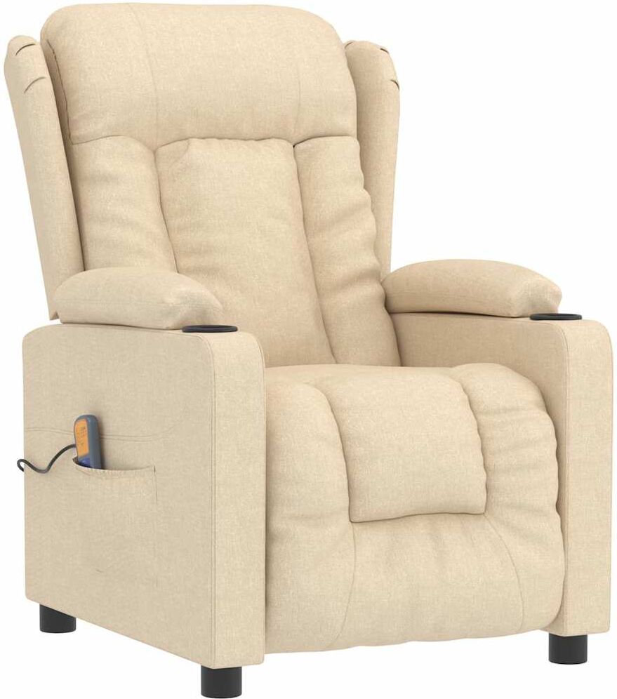 vidaXL Fauteuil de massage Crème Tissu
